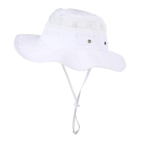 Mesh Sun Hat for Lightweight Beach Bucket Hat for Outdoor Activities Sun Protection for Boys for Travel and Summer Fun White