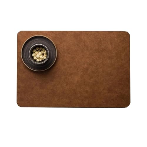 Set de table en cuir solide et imperméable marron café résistant à la chaleur pour bol - 8
