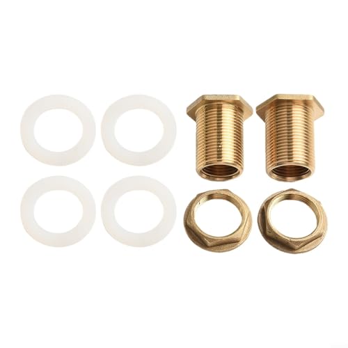 Pumixiy Hexagonal Brass Thread Reducer for Dn20 Tanks in External Thread Adapter Internal Dn15 for Plus Dn25 Sizes Water Tank Feedthrough Connections(DN20)