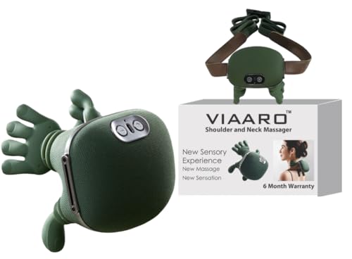 Viaaro Electric Neck and Shoulder Massager with Heat – Deep Tissue Kneading Shiatsu Massage for Back, Shoulders, and Legs – Portable Hand-Simulation Massager with 4D Nodes and Sleep Mask – Rechargeable & Ergonomic – Green
