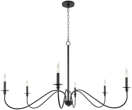 Kira Home Archer 47" 6-Light Large Modern Chandelier + Curved Arm...