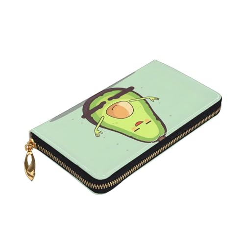 Cute Yoga Avocado Women Wallets Leather Zip Around Clutch Purses Waterproof Credit Card Holder With Phone Holder Ladies Travel Coin Purse3