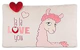 cremefarben / rosa NICI 42705 Kissen Lama mit Herz rechteckig, 43 x 25 cm, cremefarben/rosa