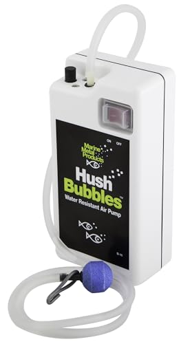 Marine Metal B-16 Hush Bubbles Live Bait Aerator, Quiet Water Resistant Air Pump, Portable & Battery Powered, One Size, White/Black