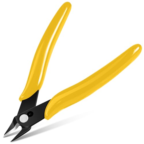 Ainiv Alicates de Corte Diagonal, 1PCS Amarillo Cortador Lateral con Estuche Protector, Alicates Modelismo para Electricista Cortador de Precisión