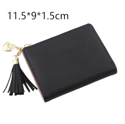 Short Wallet Solid Color Simple Versatile Zipper Coin Purse(Black)2