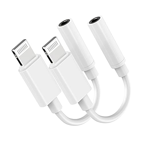 [Apple MFi Certified] Lightning to 3.5 mm Earbuds/Headphones/Earphones Audio Jack(2 Pack), Cord Dongle Aux Cable Compatible with Newst iPhone 12/ SE 2020/11/11 Pro/Xs Max/XR/X/8,7/8,7 Plus/iPad Series