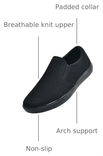 Image of konhill Mens Slip On Loafers Sneakers - Casual Knit Walking Shoes for Men, Lightweight Breathable Memory Foam Boat Shoes, Comfortable Slip-On Driving Loafers for Work Travel Beach