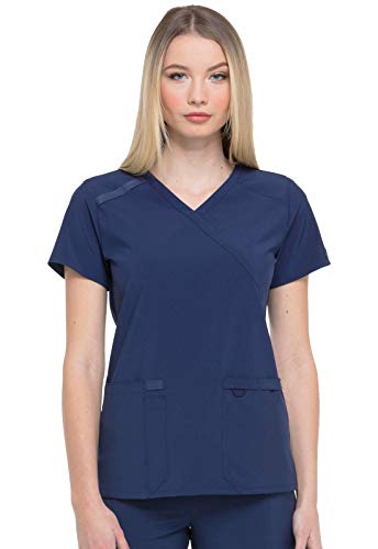 Dickies EDS Essentials, Mock Wrap Top Scrubs for Women with Four-Way Stretch and Moisture Wicking DK625, M, Navy - image 1