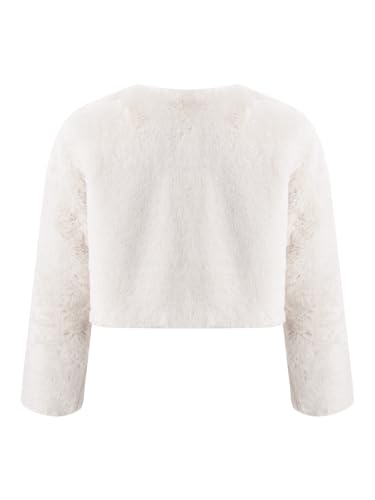 Linjinx Kids Girls Faux Fur Bolero Shrug Wedding Pageant Formal Party Cardigan Dress Coat Flower Dress Cover Up Outwear2