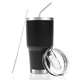 Toopify 30 oz Stainless Steel Insulated Tumbler Travel Mug with Straw Slider Lid, Cleaning Brush, Do