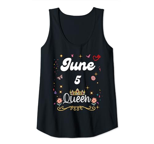 Mujer 5 de junio Reina nacida el 5 de junio Cumpleaños Niña mujer Camiseta sin Mangas