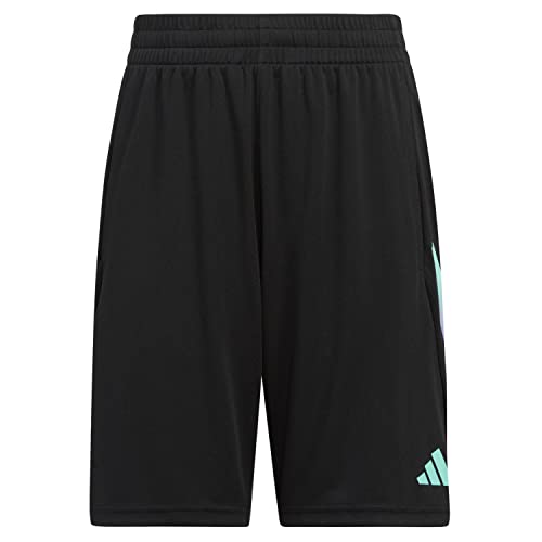 adidas Boys' Elastic Waistband Classic 3S Short, Black with Green Multicolor, 6