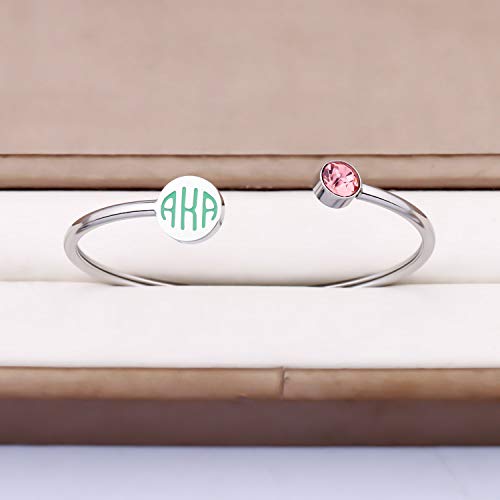 FAADBUK Sorority Pink Zircon and Green Bracelet - Graduation Jewelry for Women3