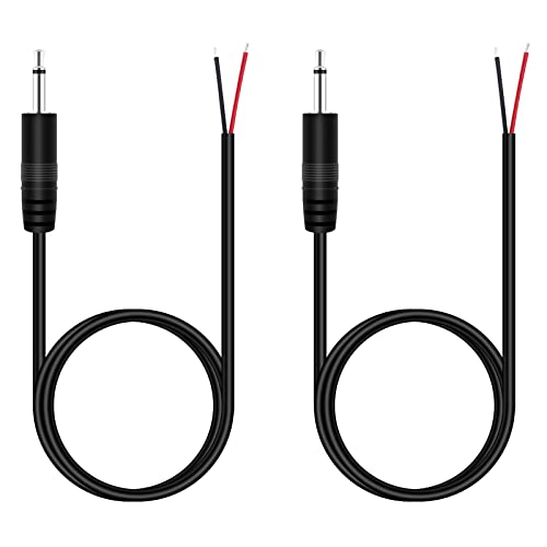 Fancasee (2 unidades de 3.5 pies) de repuesto macho de 3.5 mm de 1/8 pulgadas a cable desnudo, extremo abierto, coleta TS mono de 3.5 mm, adaptador de conector jack de reparación de cable de audio