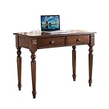TALWHAH Scrivania per computer, Scrivania in legno massello con 2 cassetti, postazione di lavoro rustica for laptop spazio archiviazione for piccoli spazi(120cm)