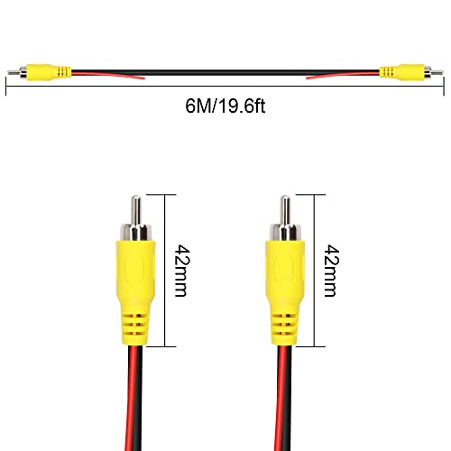 Image of RCA Video Cable with Trigger Wire,RCA Male to Male Backup Camera Extension Cord for Monitor and Car Backup Rear View Camera Connection（6M）