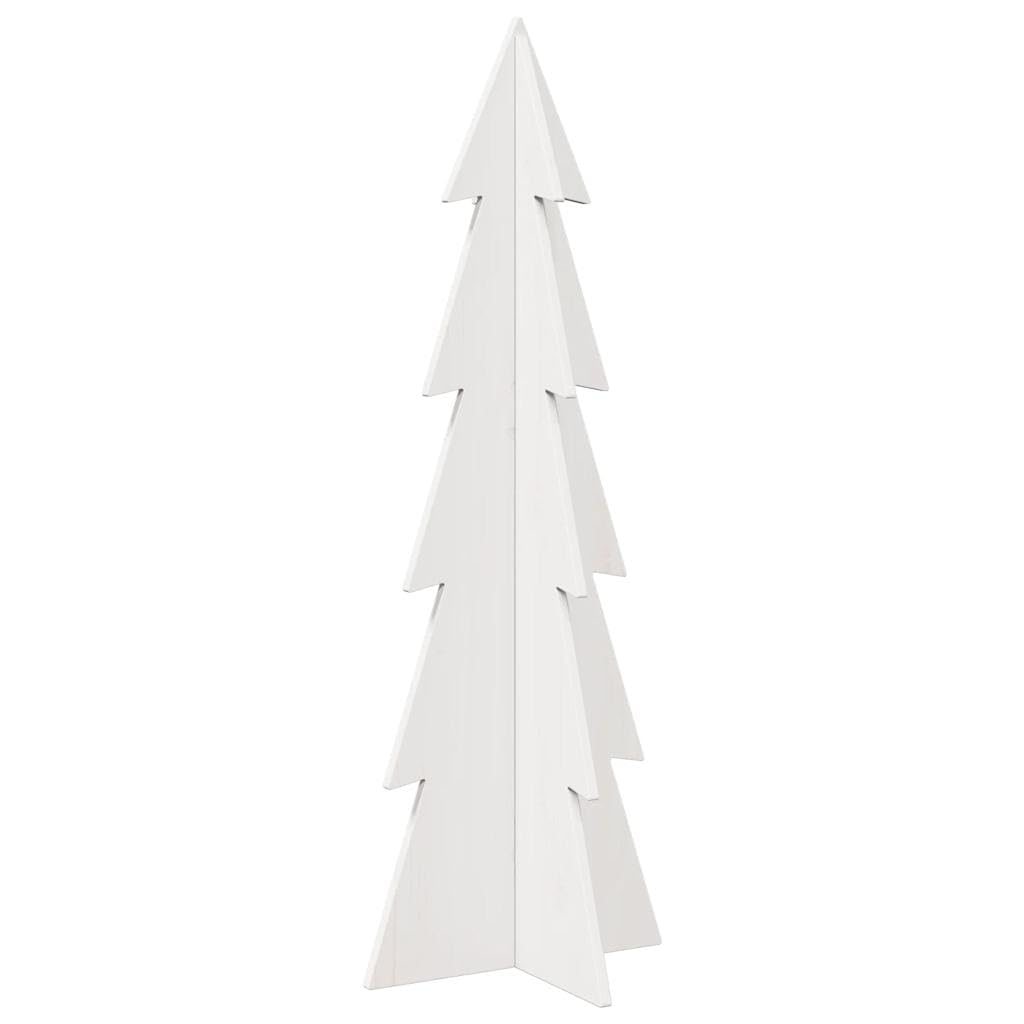 vidaXL Árbol de Navidad de Adorno Madera Maciza Pino Blanco 112 cm