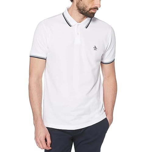 Original Pengun Tipped Collar Small Logo Polo Shirt Camisa, Blanco Brillante, XL para Hombre