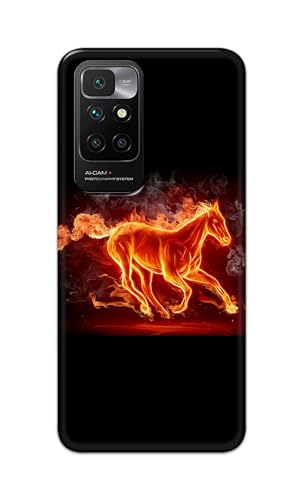 Image of Plastic Printfidaa Printed Hard Back Cover Case For Mi Redmi 10 Prime Back Cover (Fiery Horse) -112
