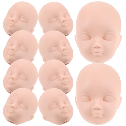 Toyvian Doll Heads 10pcs Soft Plastic Doll Repainting Practice Makeup DIY Repair Heads Mini Body Parts for Princess Mini Knitting Key Chain Crafts, As Shown 2, TUZ10B4VV5644PTZW15CL