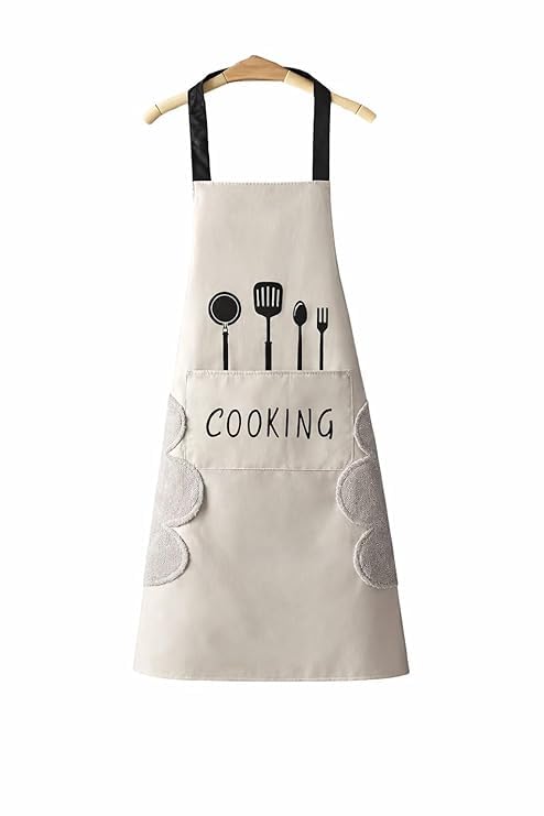 Image of HROY Kitchen Apron for Women & Men with Pocket & Side Towel | Kitchen Apron for Women & Men with Pocket & Side Towel | Reusable Cooking Chef Apron for Home Kitchen