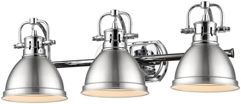 Duncan 3-Light Bath Vanity in Chrome with Pewter