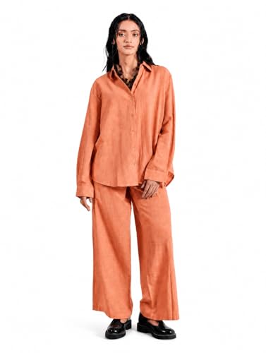 Image of FIORRA Women's Linen-Blend Loose Relaxed Fit Co-Ord Set
