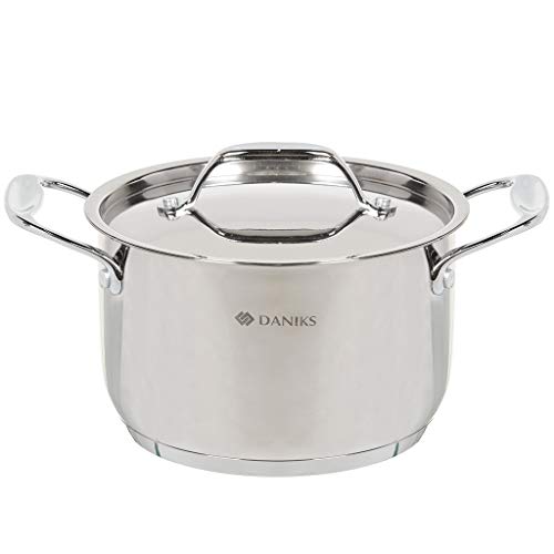 Daniks Olla de acero inoxidable profesional apta para inducci�n (5 L, � 22 cm)
