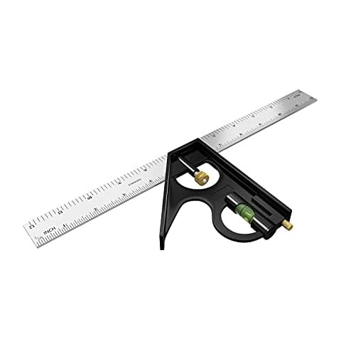 Combination Square - Seafly Double-Sided Scale Set Square 12-Inch/300mm Engineers Square Stainless Steel Ruler Right Angle Ruler Adjustable Carpentry with Bubble Level Measuring Tool … Cover