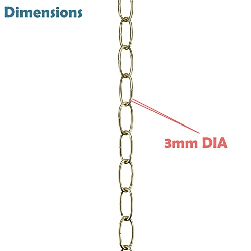 Image of Aspen Creative 21118-42,Steel 3 Feet Heavy Duty Chain for Hanging Up Maximum Weight 40 Pounds-Lighting Fixture /Swag Light /Plant in Brass Plated.11 Gauge.