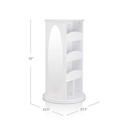 Guidecraft Rotating Dress-Up Storage - White: Kids' Armoire with 2 Mirrors, Cubbies & Hooks for Costumes, Clothes, Shoes and Accessories - Toddlers Pretend Play Station