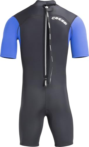 Foto von CRESSI Med X Man Shorty Wetsuit 2.5mm Black/Blue M/3 - Herren Shorty Neoprenanzug aus 2,5 mm hoch dehnbarem, doppelt gefüttertem Neopren, Schwarz/Blau/Silver, M/3