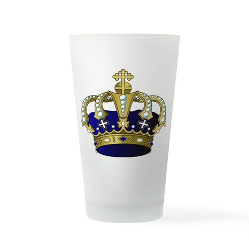 CafePress Blue &Amp; Gold Royal Crown Pint Glass, 16 oz. Drinking Glass