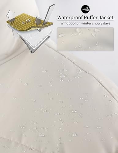 Gihuo Women’s Beige Cropped Puffer Jacket – Chic and Cozy Winter Wear in Size Small - Image 2