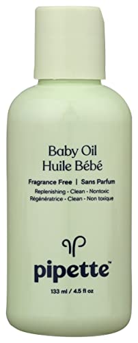 Image of Pipette Baby Oil, Moisturize Baby Skin with Vitamin E and Fragrance Free with Renewable Plant-Derived Squalane, 4.5 Fl Oz