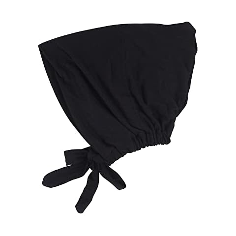 Faticinfa Under Scarf Hijab Cap with Tie-Back Closure Jersey Hijab Inner Caps with Adjustable Rope Hijab Bonnet for Muslim Women (01 Black) Cover
