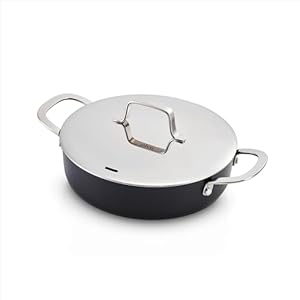 Alva Maestro Nonstick Frying Pan Skillet with Lid – 9.5 in – Ceramic Coated Aluminium for a Contemporary Design, Non Toxic, PFAS & PFOA Free, Oven Safe with Stainless Steel Handle – Two-Piece Skillet