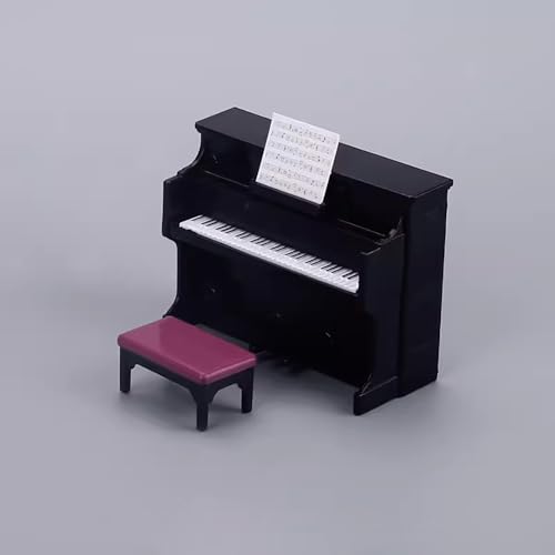 Miniatur Schwarze Klavier & Hocker Simulative Piano Modell Puppenhaus Dekoration Zubehör Mini Ornament Haus Garten Möbel Deko