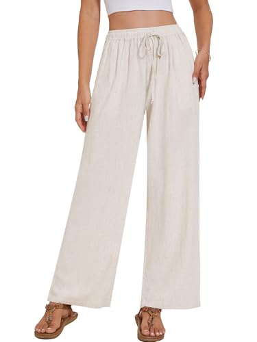 Breezy Lane Linen Pants for Women Summer High Waist Palazzo Pants Boho Beach Trousers with Pockets4