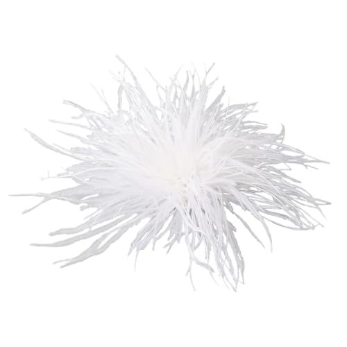 XFSRG Brosche Damen Federbrosche Straußenfeder Anstecker Fluffy Feder Braut Hochzeit Boho Blumen Broschen Party Fasching Haarschmuck (Weiß)