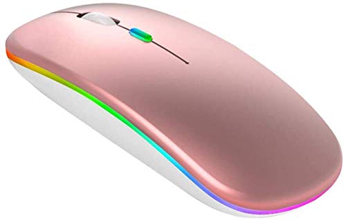LED Wireless Mouse,Bluetooth Mouse for MacBook Air/MacBook pro/ Laptop/Mac/ipad/ipad Air/PC (LED Rose glod)