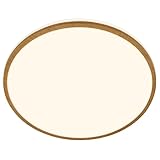 BRILONER - LED Deckenlampe Bad mit warmweißer Lichtfarbe, IP44 Spritzwasserschutz, 18W, 1850lm, LED Deckenleuchte, Badlampe, Badezimmerlampe, Küchenlampe, Feuchtraumleuchte, 33 x 6,6 cm, Weiß-Holz