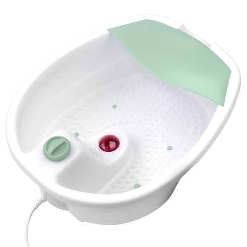 Listado de Hidromasaje los más recomendados. 45 Tina Spa para Pies, Hidromasajeador Eléctrico con Masaje de Vibración, 42 x 33 cm, Blanco y Verde