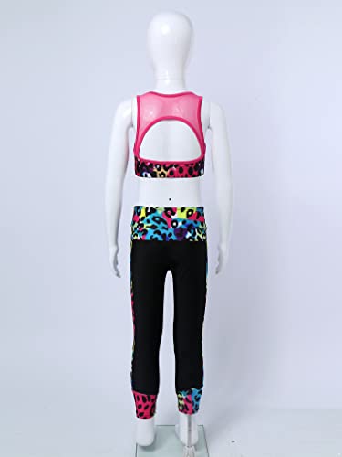 Kids Girls Graphic Print Crop Tops and Athletic Leggings Gymnastics Tracksuit Dance Yoga Running Sports Outfits4