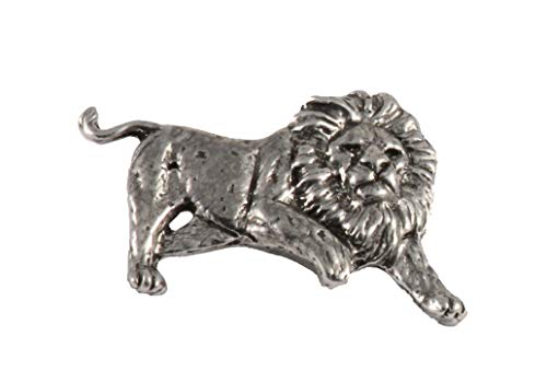 African Lion Pin, Full Body, Pewter, M102F, 1 Inch, Handmade in The USA, Realistic, Big Cat, Safari, Hat Pin, Lapel Pins, Brooch, Gift, Over 3100 Wildlife Designs.