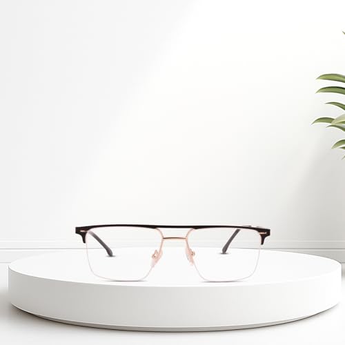 Image of Teen & 20 Rectangle Eyeglasses Frame for Men & Boys - Classic Half-Rim | Stylish & Lightweight Spectacle Frame | Durable Eyewear for Office, Study & Daily Use - TK9004