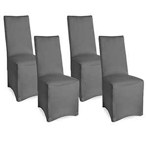 Beautissu Bankett stoelhoezen 4-delige set Leona – 45×95 cm lange stretch stoelhoezen – elegante bi-elastische hoezen…