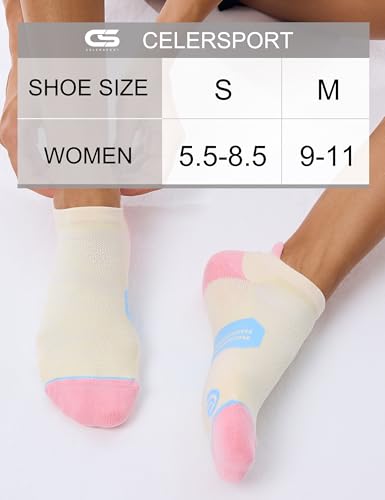 Image of CS CELERSPORT 6 Pack Women's Ankle Running Socks Cushioned Low Cut Tab Athletic Socks
