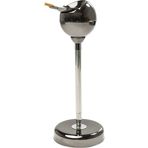 KARE Design Floor Ashtray Spheric Gunmetal, Black, Steel Chromed, Height-Adjustable, Modern Pedestal Ashtray with Lid, 72x13x13 cm (H/W/D)